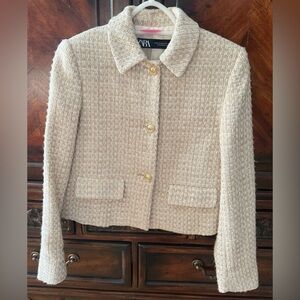Zara Women's Beige Tweed Blazer